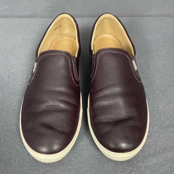 Hotter Slip On Loafer Shoe Women 9 Violet Plum Leather Flat Comfy Boho Casual - Picture 2 of 16